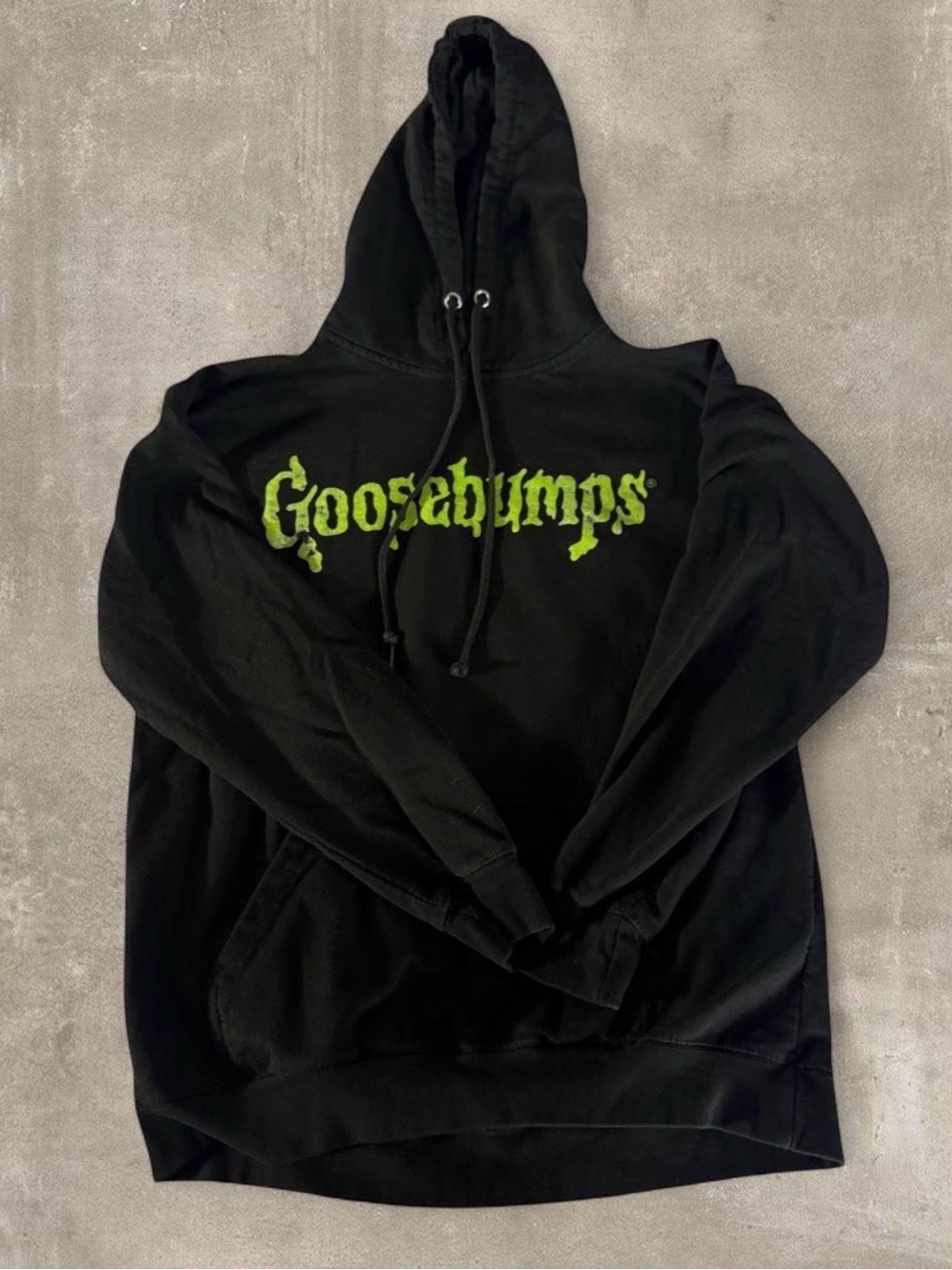 Goosebumps Black Hoodie with Lime Green Logo